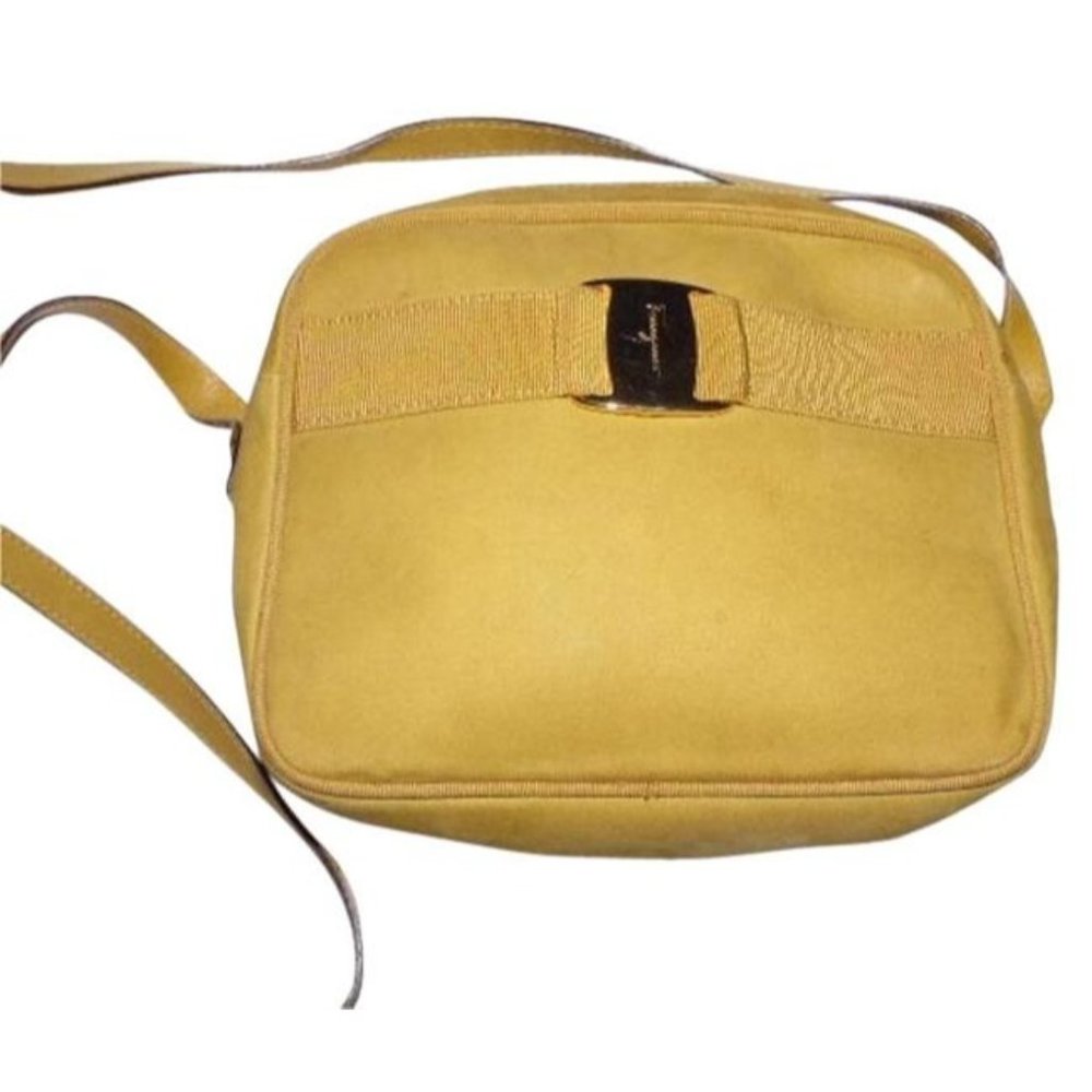 Salvatore Ferragamo Vintage Mustard Yellow Suede And Leather Crossbody